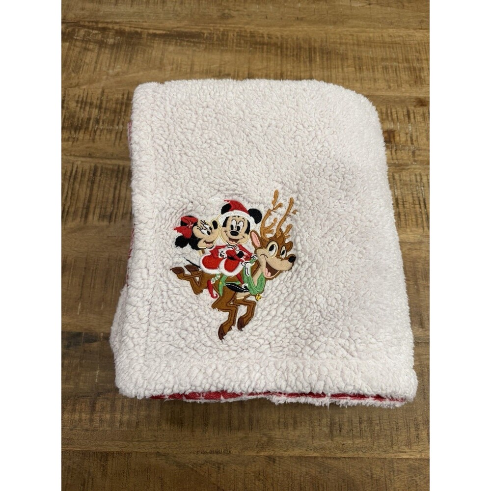 Disney Holiday Mickey & Minnie Reversible Fleece Christmas Blanket Throw 58 X 46